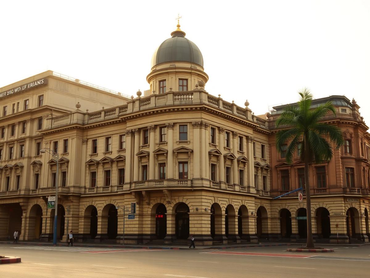 Colonial-era stone commercial architecture in the Fort district of Mumbai