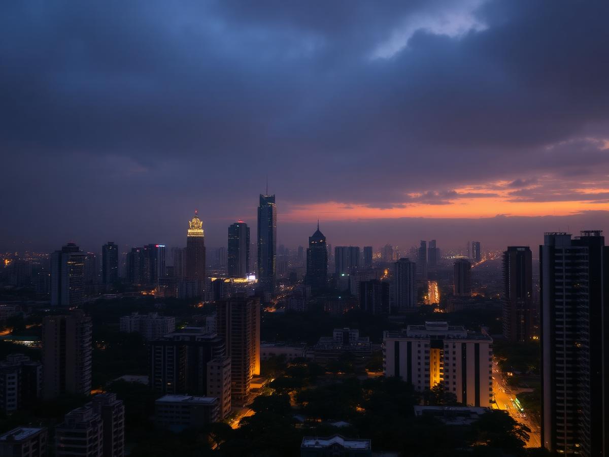 Lower Parel and Worli high-rise skyline in Mumbai at dusk